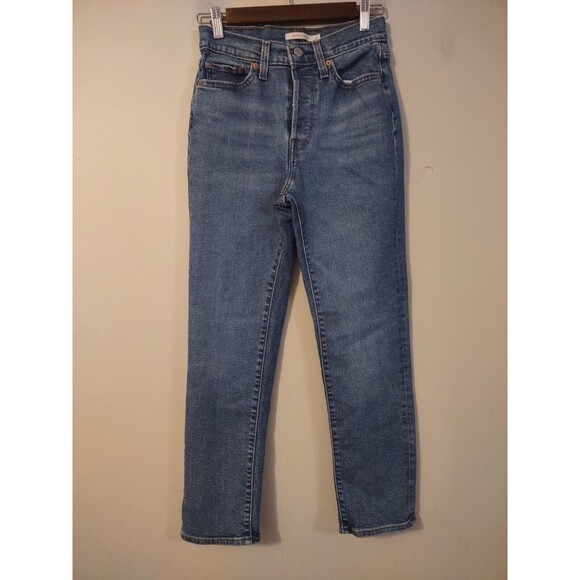 Levis Premium Wedgie Icon Fit Straight Jeans Womens Button Fly Blue Sz W27 - Picture 1 of 9